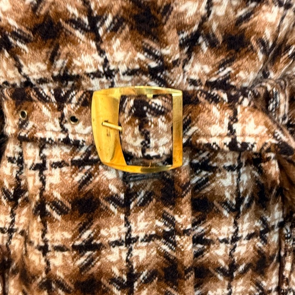 Vintage 70s Brown Plaid Belted Coat – Mid-Length - Picture 8 of 11